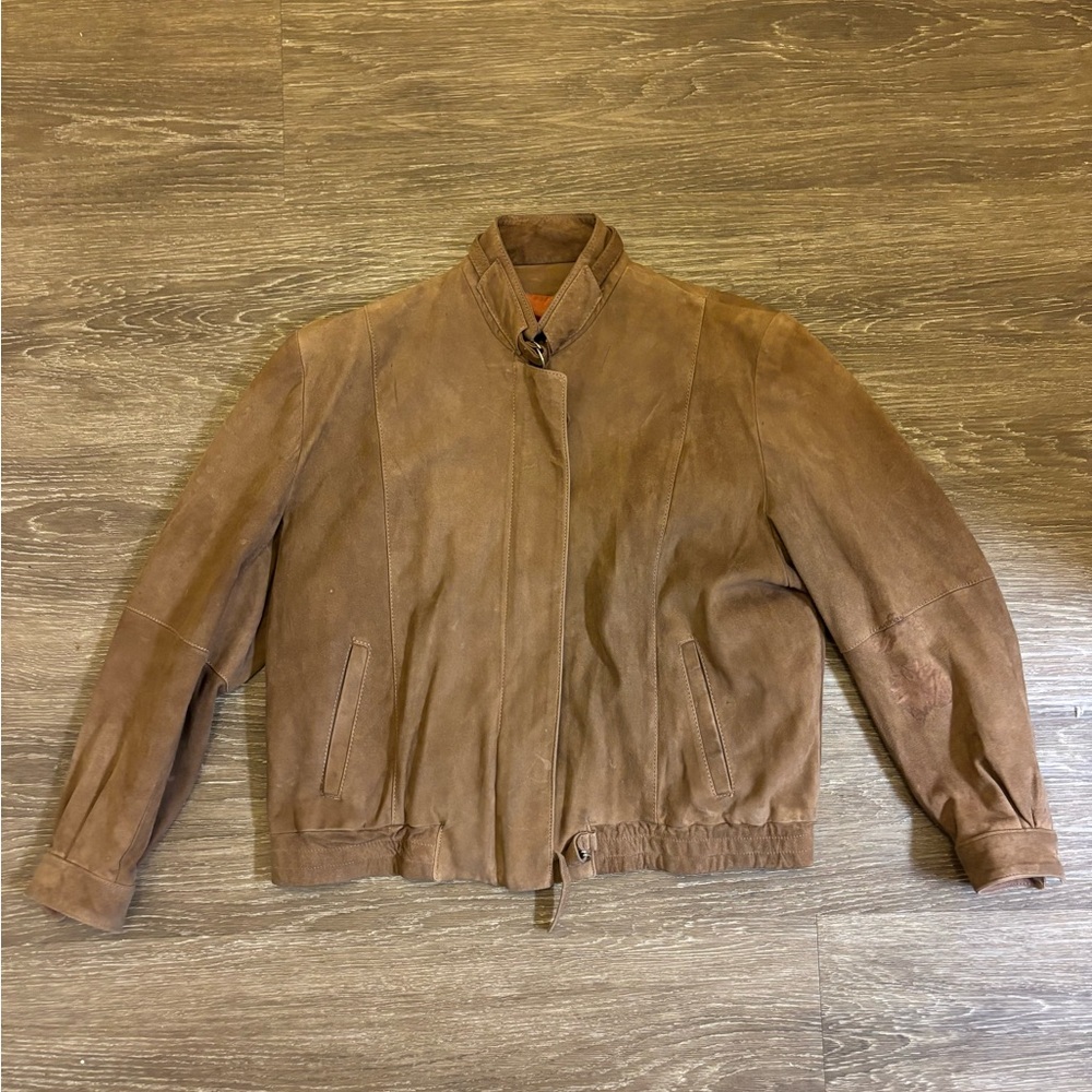 Vintage 1980’s The Eagle’s Eye Khaki Goat Suede Bomber Jacket